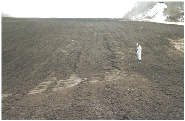 click to enlarge Photo 1 Erosion at an upland field in the snowmelt season