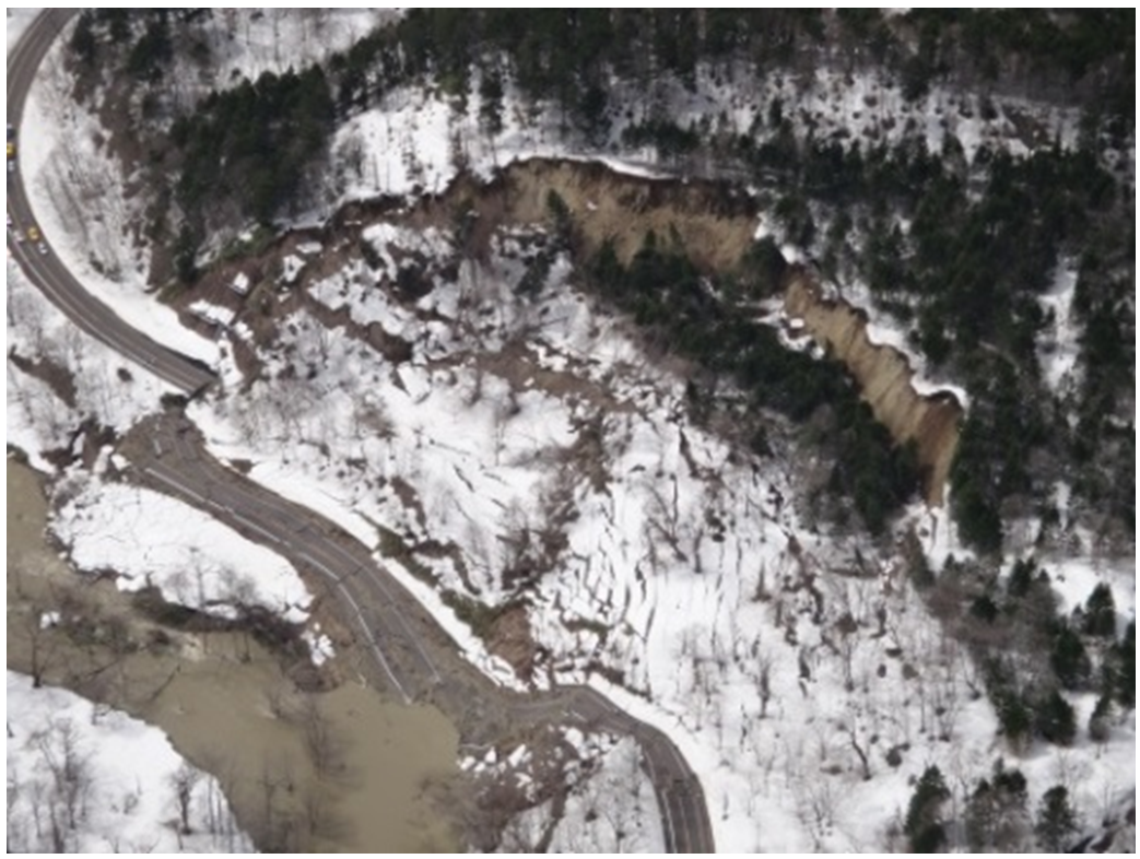 click to enlarge Photo 1 A landslide in the snowmelt period(Tomamae, Hokkaido)