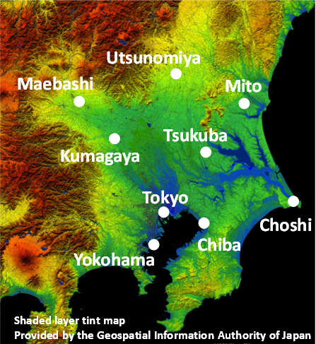 click to enlarge Figure 2 Nine points on the Kanto Plains used for the estimation of snowfall amounts
