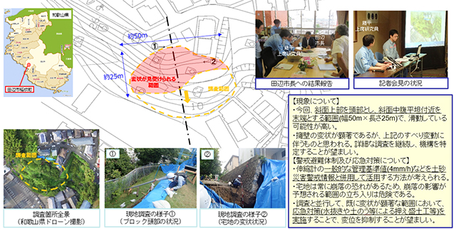 和歌山県田辺市稲成町で発生した土砂災害への対応