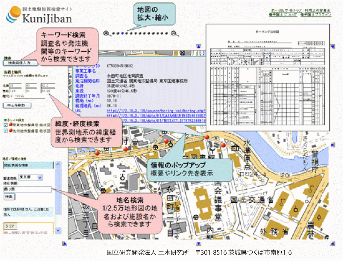 地盤情報検索サイト画面